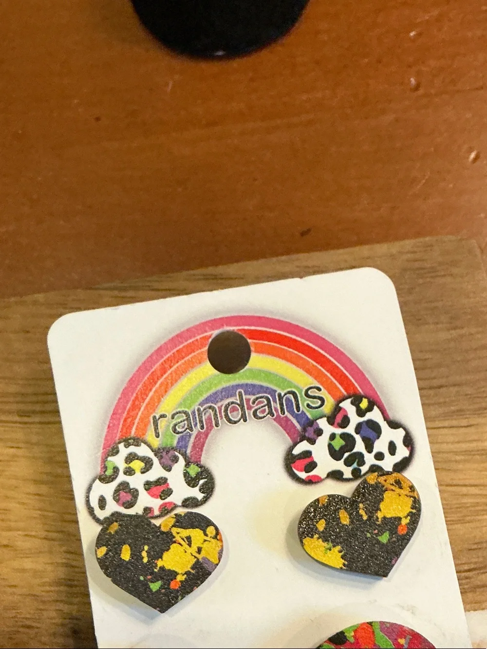 Randans Kids Black Splatter Heart Stud Earring Set - Multicolor